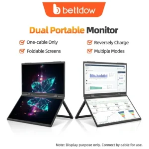 Monitor Portátil Duplo 15.6 Full Hdcom Bolsa Telas Dobráveis Preto - Imagem 5
