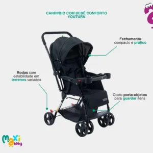 Carrinho de Bebê Com Alça Reversível YouTurn Maxi Baby - Gold - Imagem 8