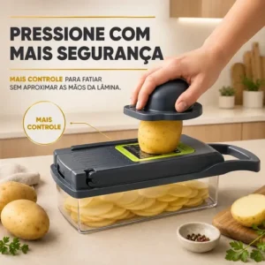 Cortador Fatiador Ralador De Legumes Frutas Vegetais Triturador Picador Manual 16 Peças para Cozinha Mandolin Inox Sólar - Imagem 5