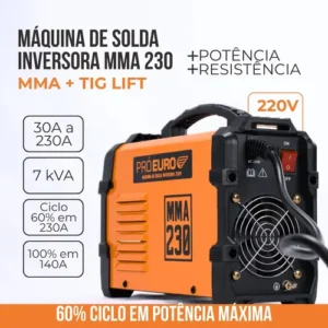 Máquina Solda Inversora 230a Pró Euro MMA Tig - Imagem 4
