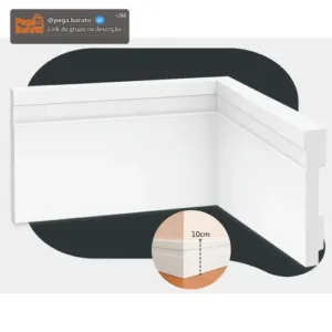 Kit 5 Barras 2m Rodape Poliestireno Frisado 10cm Altura Alut - Imagem 1