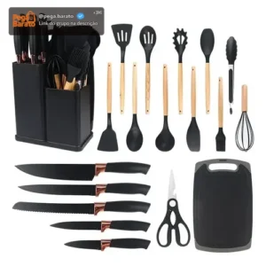 19 Peças Kit Utensilios Cozinha Tábua Em Silicone Espátula - Imagem 1