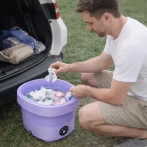 Mini Máquina De Lavar Roupa Centrífuga 11l Portátil Bivolt Roxo/verde - Imagem 5