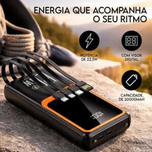 Carregador Portátil Power Bank Turbo 20000mah 22.5w Universal Para iPhone Samsung Motorlola Xiaomi Com Display Digital Preto ou Branco- Hardline - Imagem 5