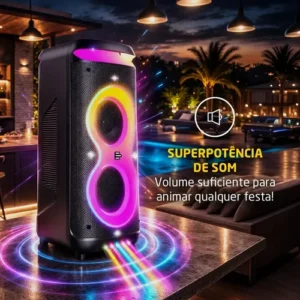 Caixa de Som Bluetooth PulseBox 3 1400W TWS Karaoke LED Preto - SP511 - Imagem 3