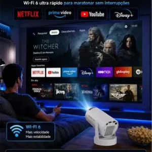 Projetor Smart Portátil Full Hd 4k Android 11 Wi-fi Bluetooth Mini Projetor Home Theater Cinema Em Casa Imagem Nítida Som Potente Compatível Com Diversos Dispositivos - Imagem 3