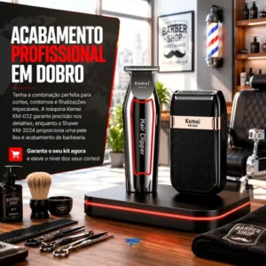 Kit Maquina Acabam. Corte Cabelo Barba Kemei-032 Shaver-2024 - Imagem 2