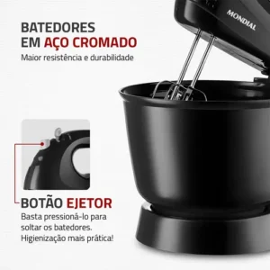 Batedeira Prática Mondial Preto 400W B-44-B - Imagem 5