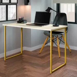Escrivaninha Industrial 110cm Mesa Estudo Aparador Pés Aço - Imagem 4