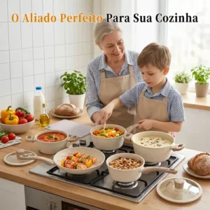 Jogo De Panelas Antiaderente Cerâmica 14 Peças Gas Indução - Imagem 6