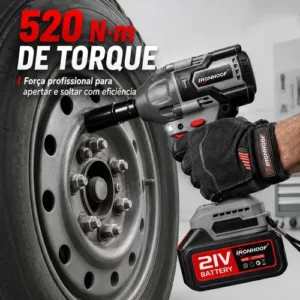 Chave De Impacto Furadeira Brushless 520nm 21v 2 Bateria - Imagem 6