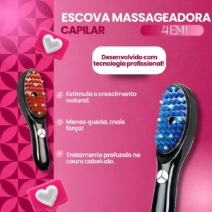 Escova Massageadora Terapêutica Capilar 4 Em 1 Led Cabelo - Imagem 3