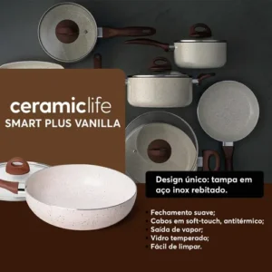 Conj de Panelas 8 Peças Ceramic Life Smart Plus Vanilla - Brinox - Imagem 4