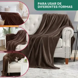 Cobertor Manta Microfibra Casal 2,20 X 1,80 Quentinha Toque Aveludado Confortável Luxo Cor Marrom - Imagem 5