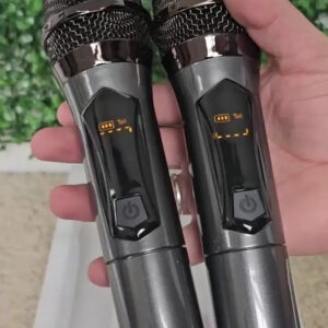 Microfone Sem Fio Duplo UHF Profissional Preto Recarregável Led Karaokê Palestras Shows Igrejas Apresentações Mzcell - Imagem 2