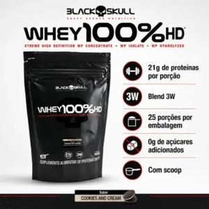Whey 100% HD Black Skull Refil 900g Cookies - Imagem 2