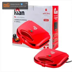 Sanduicheira Grill Vermelha 750w Kian Cor Vermelho - Imagem 1