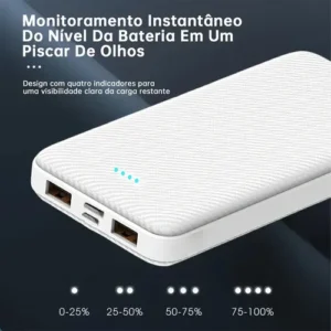Carregador Portátil Inova de 10.000mAh Universal Rápido para Celular e Viagens Branco - Imagem 7