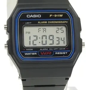 Relógio Vintage Preto com Pulseira de Borracha F91W-1 Clássico e Elegante Casio - Imagem 3