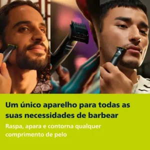 Barbeador e Aparador Elétrico Philips OneBlade com Pente 5 em 1, Sem Fio e À Prova D'Água - QP1425/10 - Imagem 4