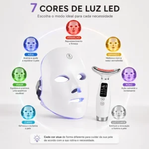 Kit Máscara Led Fototerapia 7 Cores + Massageador Facial Pro - Imagem 11
