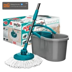 Mop Giratório Fit Balde Limpeza Geral 8l Multiuso Flash Limp Cor Cinza - Imagem 1