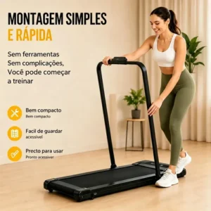 Esteira Ergométrica Elétrica Dobrável Com Painel LCD Controle Remoto Para Caminhada Casa Academia Preta - Imagem 10