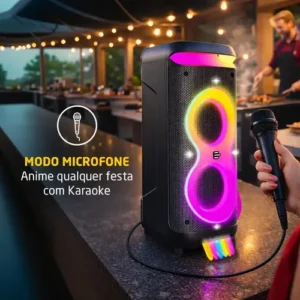 Caixa de Som Bluetooth PulseBox 3 1400W TWS Karaoke LED Preto - SP511 - Imagem 8
