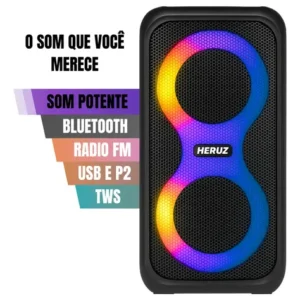 Caixa de Som Bluetooth Caixinha Grande 2 Altos Falantes 10w-hz 5.0 Boombox Com Radio Fm E Entrada Usb Pendrive - Imagem 3