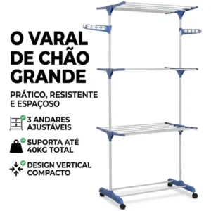 Varal de Chão Retrátil Swave com 3 Andares Dobrável para Roupas - Imagem 3