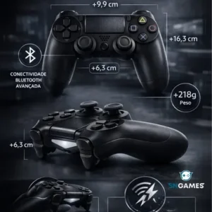 Controle Sem Fio Manete Bluetooth Joystick Para PS4 Tv Smart Samsung Pc Vídeo Game Celular com P2 Sngames - Imagem 4