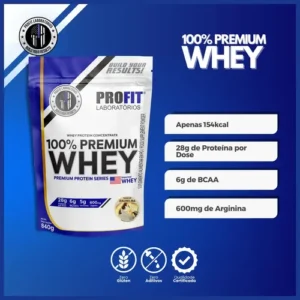 Whey Protein 100% Concentrado Premium 840g Profit Sabor Baunilha - Imagem 4