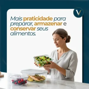 Kit 10 Pote De Vidro Marmita Hermético 640ml Freezer Fitness Vitrex - Imagem 7