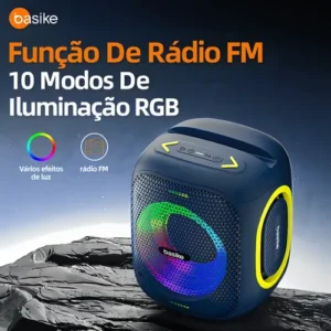 Caixa de Som Portatil Bluetooth, Rádio Fm, Subwoofer Ativo, Boombox, On The Go, Estéreo Hifi, com Rgb, Tws 1+1, Bateria 8 Horas, Caixa de Som 2.1, Cor Azul Marinho - Imagem 3