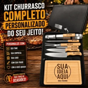 Kit Churrasco Personalizado Tábua Faca Garfo Nome Time Logo - Imagem 5