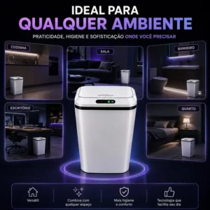 Lixeira Automática Sensor Inteligente Recarregável USB para Escritório e Casa - Imagem 8