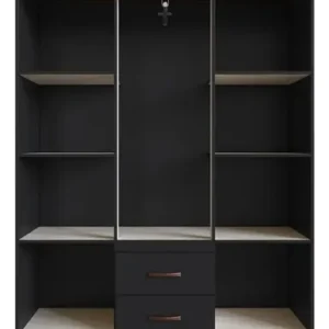 Guarda Roupa Solteiro 6 Portas 2 Gavetas Sidney Doripel Cor Preto - Imagem 4