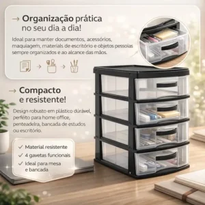 Gaveteiro Organizador 4 Gavetas Multiuso Reforçado Grande - Imagem 7