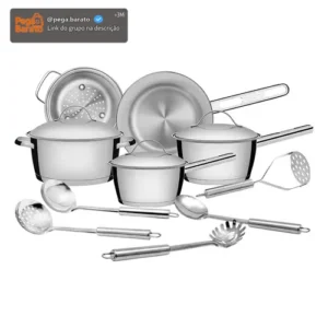Jogo De Panelas Tramontina Allegra 5pç Aço Inox 5 Utensílios Inox - Imagem 1