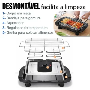 Churrasqueira Elétrica Grande Steak Grill Para Apartamento 220v Sem Fumaça Preto - Aero Home - Imagem 7