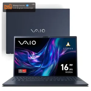 Notebook Vaio Fe16 Amd Ryzen 7-5825u Linux 16gb RAM 512gb Ssd Wi-Fi 6 Tela 16" Ips Wuxga Antirreflexo Cinza Grafite Vjfe69f11xb0121h - Permite upgrade de memória RAM e SSD - Imagem 1