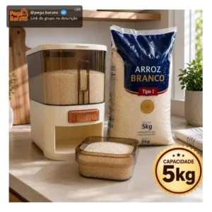 Dispenser De Alimentos 5kg Organizador De Grãos Arroz Cereais Temperos Porta Cereal De Cozinha Com Copo Medidor Pote Plastico Grande Para Armazenamento De Alimentos Pote Organizador Cozinha - Imagem 1
