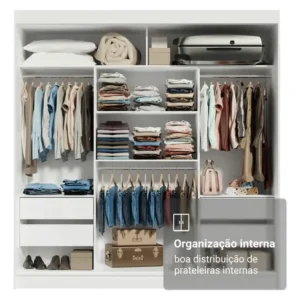Guarda-roupa Casal Armário Quarto Reno Madesa 3 Portas De Correr Esp Branco 1095H91E - Imagem 8