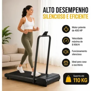 Esteira Ergométrica Elétrica Dobrável Com Painel LCD Controle Remoto Para Caminhada Casa Academia Preta - Imagem 4