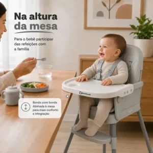 Cadeira De Alimentação Infantil Acolchoada 3 Em 1 Portátil Cor Cinza - Imagem 3