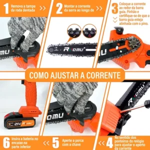 Mini Motoserra Elétrica Portátil 6 Pol Duas Baterias 700w - Imagem 10