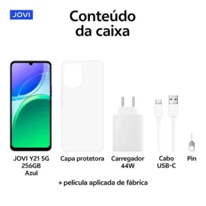 Smartphone Jovi Y21 5g 256gb, 4+4gb Ram, Câmera 50mp, Selfie 5mp, Mediatek D6300, Bateria 6500mah, Carregamento 44w - Azul - Imagem 9