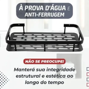 Kit 2 Suporte Porta Shampoo Sabonete Prateleira Banheiro Adesivo Parede Sem Furar Box Luxo Cor Preto Homeroarte - Imagem 4