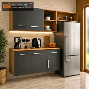 Armário De Cozinha Completo 5 Portas 1 Gaveta Com Nichos - Imagem 1