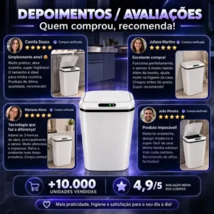 Lixeira Automática Sensor Inteligente Recarregável USB para Escritório e Casa - Imagem 7